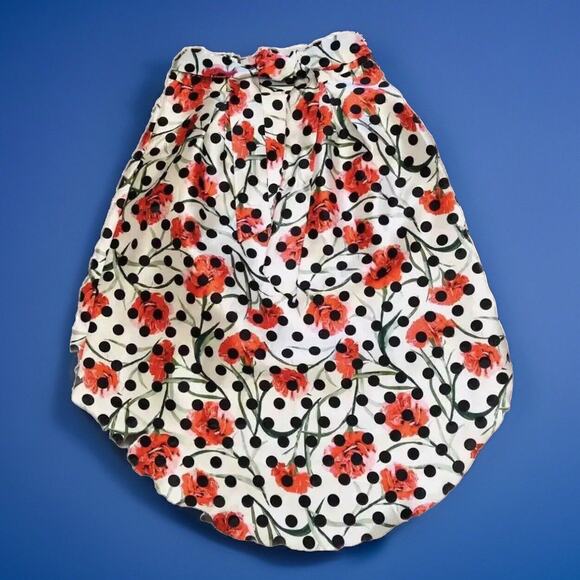 Floral Hi-Low Skirt Womans S Polka Dot Pleated Sash Ribbon Bow Country Chic Ark - Picture 3 of 8